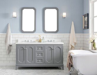 60 Inch Wide Double Sink Quartz Carrara Bathroom Vanity From The Queen Collection