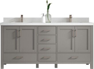 Malibu 72 In. W X 22 D Double Sink Bathroom Vanity in Elephant Skin Gray With Quartz Or Marble Countertop | Modern Vanity Premium Q