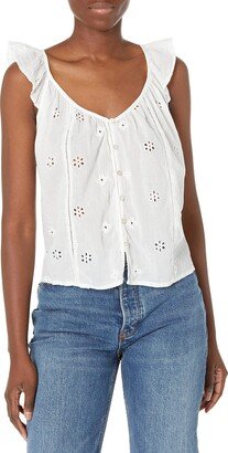 womens Coco Cotton Eyelet Button Front Top Blouse