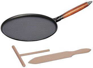 11 Cast Iron Crepe Pan with Spreader and Spatula