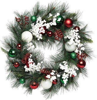 Artificial 24In Multicolored Christmas Bright Ornament Wreath