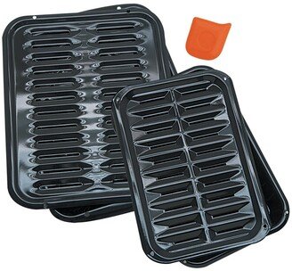 2 Pieces Broiler Pan Set with 1 Scrape