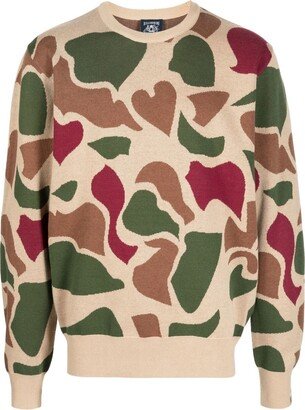 Camouflage-Pattern Crew Neck Jumper