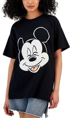 Juniors' Cotton Mickey Mouse Graphic-Print T-Shirt