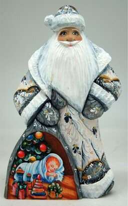 G.DeBrekht Woodcarved Hand Painted Baby's First Christmas Santa Figurine