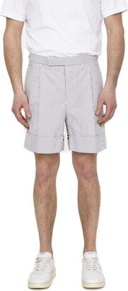 Striped Seersucker Cuff Shorts