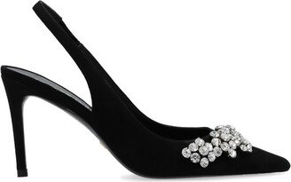 Stuart Fleur Pointed-Toe Embellished Pumps