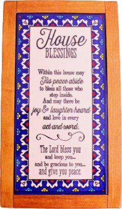 House Blessing Hanging Ceramic Tile Gift Floral Style 7.9 Inches By 13.3