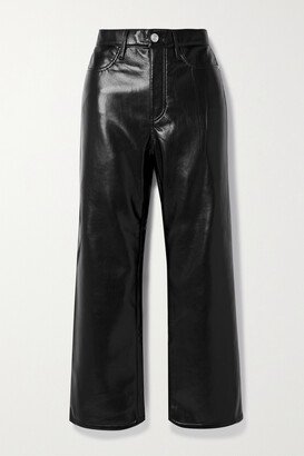 Net Sustain Le Jane Cropped Recycled Leather-blend Wide-leg Pants - Black