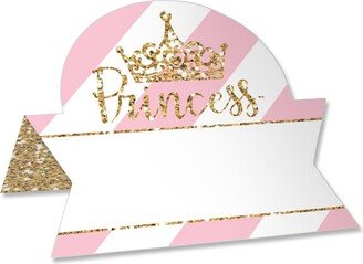 Big Dot of Happiness Little Princess Crown - Pink & Gold Princess Baby Shower or Birthday Party Tent Table Setting Name Place Cards - 24 Ct