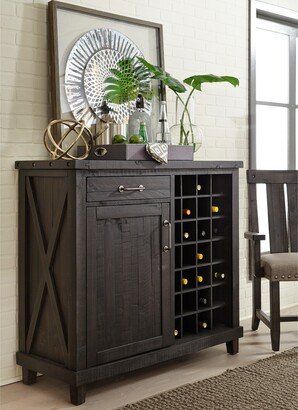 Spacious Wooden Wine Bar with One Door Cabinet and One Drawer, Cafï¿½ Brown