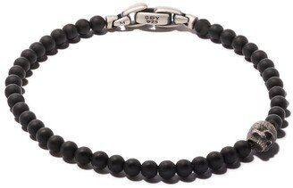 sterling silver Memento Mori Skull Station onyx bracelet