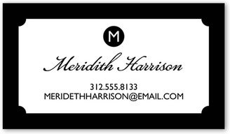 Business Cards: Initial Introduction Calling Card, Black, Matte, Signature Smooth Cardstock