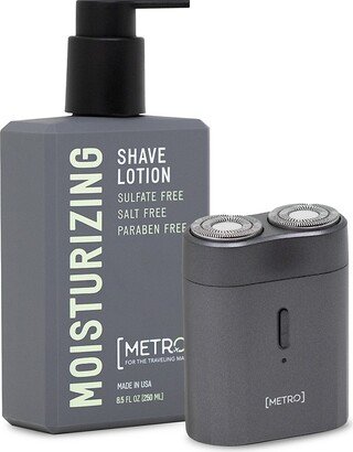 MetroMan 2-Piece Shave Lotion & Pilot Waterproof USB Electric Shaver Travel Set