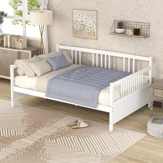 GEROJO Rustic Style Full Size Daybed with Vintage Side Rail & Support Legs, Solid Wood Slats Support, Bedroom Furniture