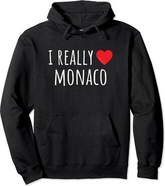 Cute Funny Country Love (Monaco) I Really Love (Heart) Monaco Pullover Hoodie