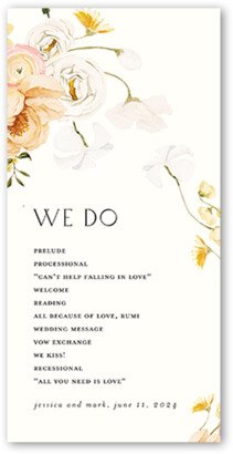 Wedding Program Cards: Warm Floral Wedding Program, Beige, 4X8 Flat Program, Pearl Shimmer Cardstock, Square