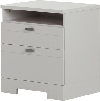 Reevo Nightstand with Drawers and Cord Catcher - Soft Gray