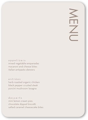 Wedding Menu Cards: Softly Together Wedding Menu, Grey, 5X7 Flat Menu, Matte, Signature Smooth Cardstock, Rounded