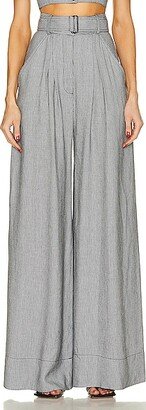 Wide Leg Pleated Pant in Grey