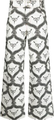 Printed Wide-Leg Jeans