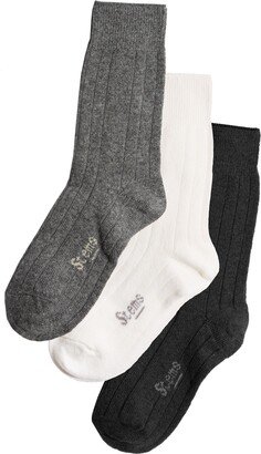 Assorted 3-Pack Luxe Merino Wool & Cashmere Blend Crew Socks