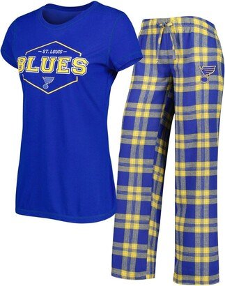 Women's Concepts Sport Blue, Gold St. Louis Blues Badge T-shirt and Pants Sleep Set - Blue, Gold