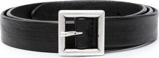 Square-Buckle Leather Belt-AF