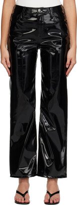 SIMONMILLER Black Wide-Leg Faux-Leather Trousers