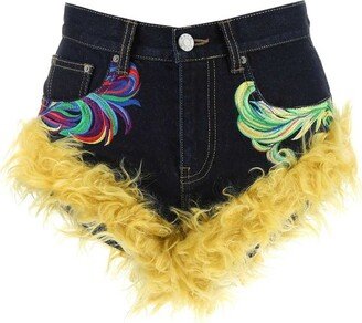 Embroidered Denim Mini Shorts