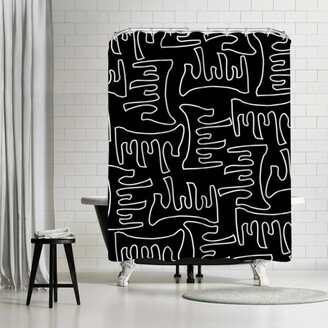 71x74 Shower Curtain Monochromatic Abstract 2 by The Print Republic