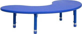 35''W x 65''L Half-Moon Blue Plastic Height Adjustable Activity Table-AA