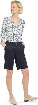 Petite Modern Bermuda Shorts in Stretch Linen Twill (Oxford Navy) Women's Clothing