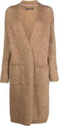 V-neck knee-length cardi-coat