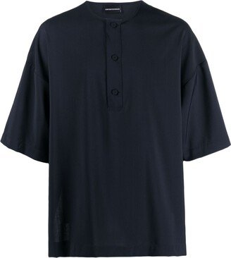 Collarless Virgin-Wool Shirt