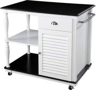 Denrard Rolling Kitchen Island with Storage White/Black - Aiden Lane