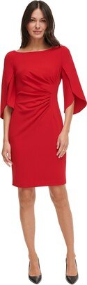 Petite Ruched 3/4-Sleeve Sheath Dress