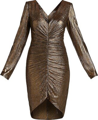 Metallic Plisse Jersey Minidress