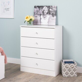 Astrid 4 Drawer Dresser with Crystal Knobs White