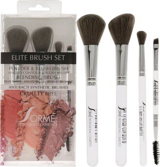 Elite Brush Set by Sorme Cosmetics for Women - 4 Pc Powder and Blush Brush - 968, Angled Contour and Blush Brush - 969, Blending Brush - 971, Dual Ended Angled Brush - 972