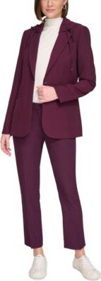 Petite One Button Hooded Jacket Slim Leg Pant Created For Macys