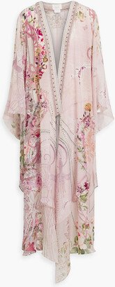 Layered printed silk-chiffon kaftan