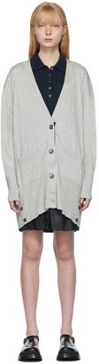 Grey RWB Stripe Exaggerated Fit Cardigan