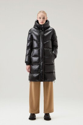 Aliquippa Long Down Jacket in Glossy Nylon