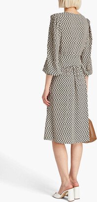 Myla gathered printed crepe midi dress