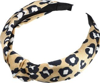 Unique Bargains Women's Leopard Pattern Knotted headband Khaki 1 Pc