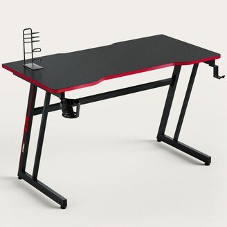 Tangkula Z-Shaped Ergonomic Gaming Desk with Headphone Hook Computer&Office Desk Red