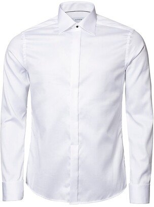 Slim-Fit Fly Front Twill Tuxedo Shirt