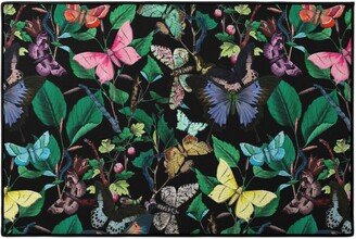 Door Mats: Butterfly Sanctuary - Bright On Black Door Mat, Multicolor