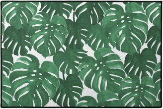 Door Mats: Tropical Palms - Green Door Mat, Green